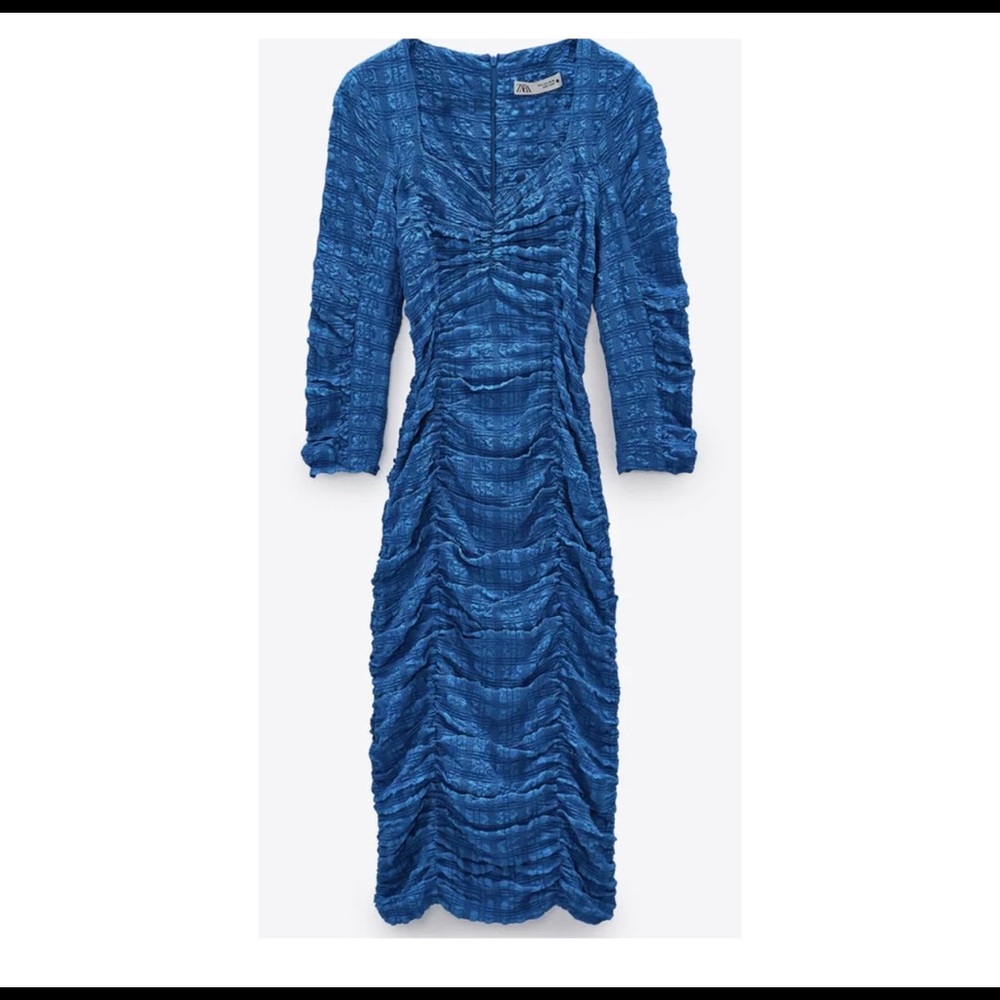 NWT Zara Women’s Blue Textured Dress - Size L